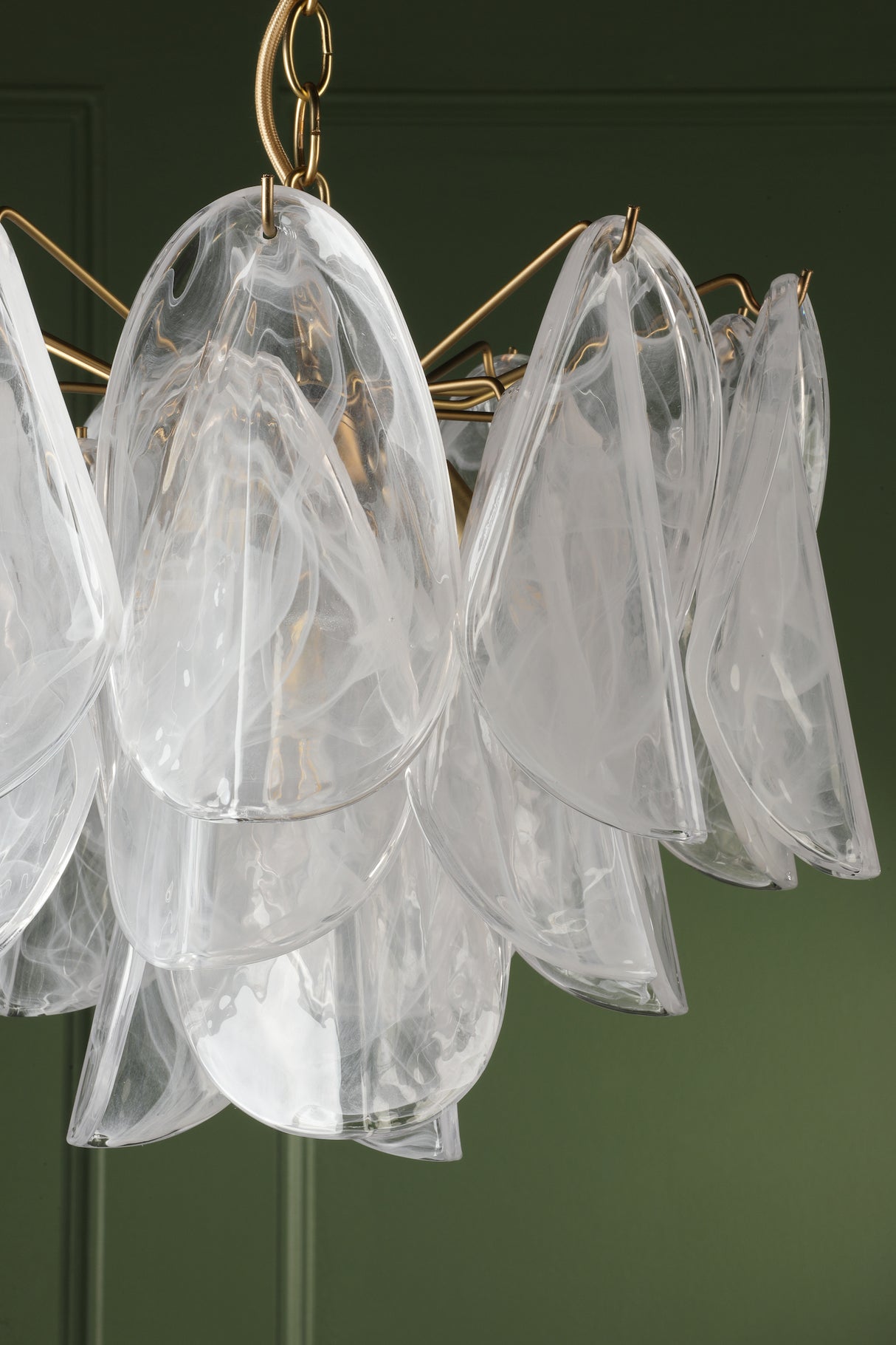 Laura Ashley Stannington 4 Light Pendant Matt Antique Brass and White Glass