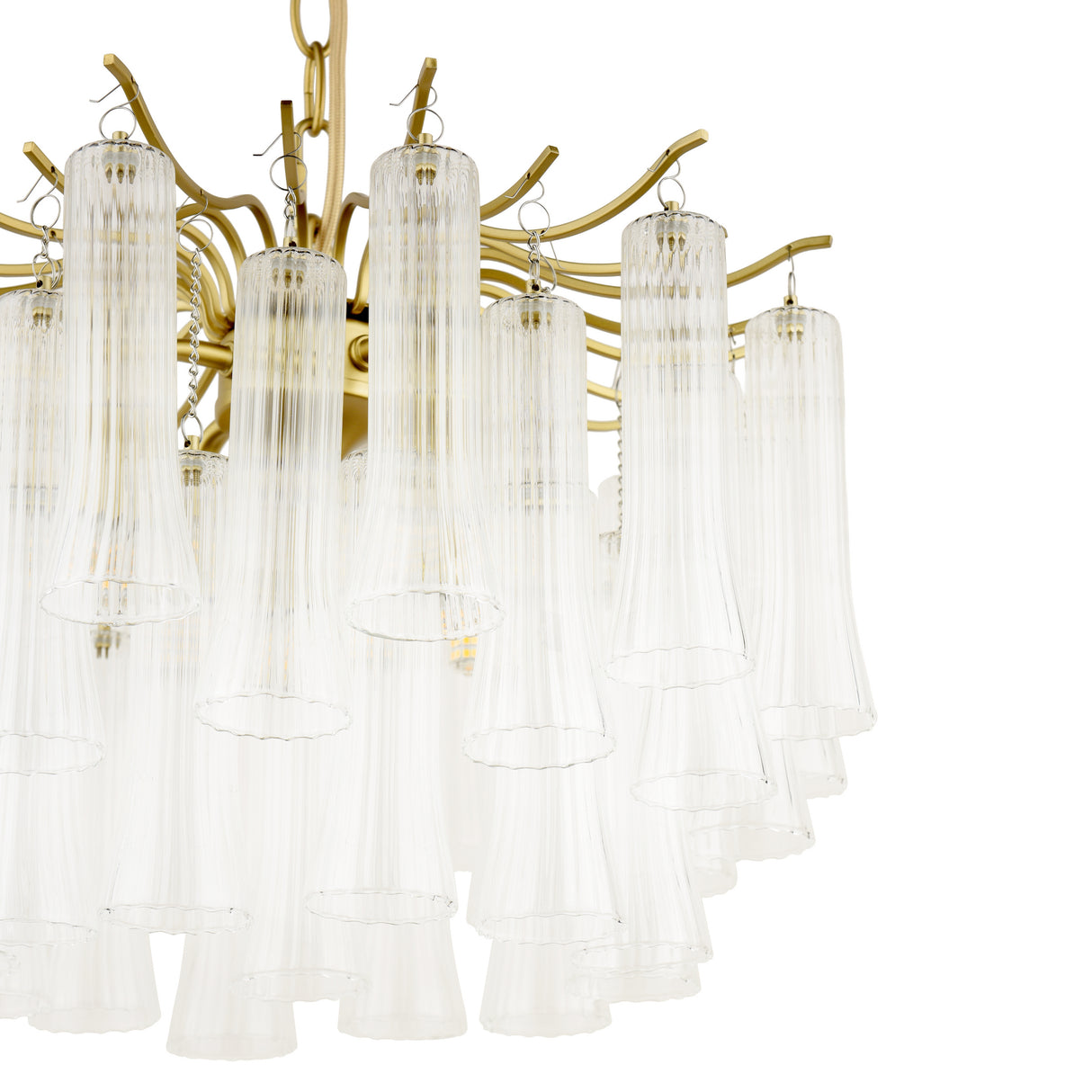 Laura Ashley Penlee 4 Light Pendant Matt Antique Brass and Ribbed Glass