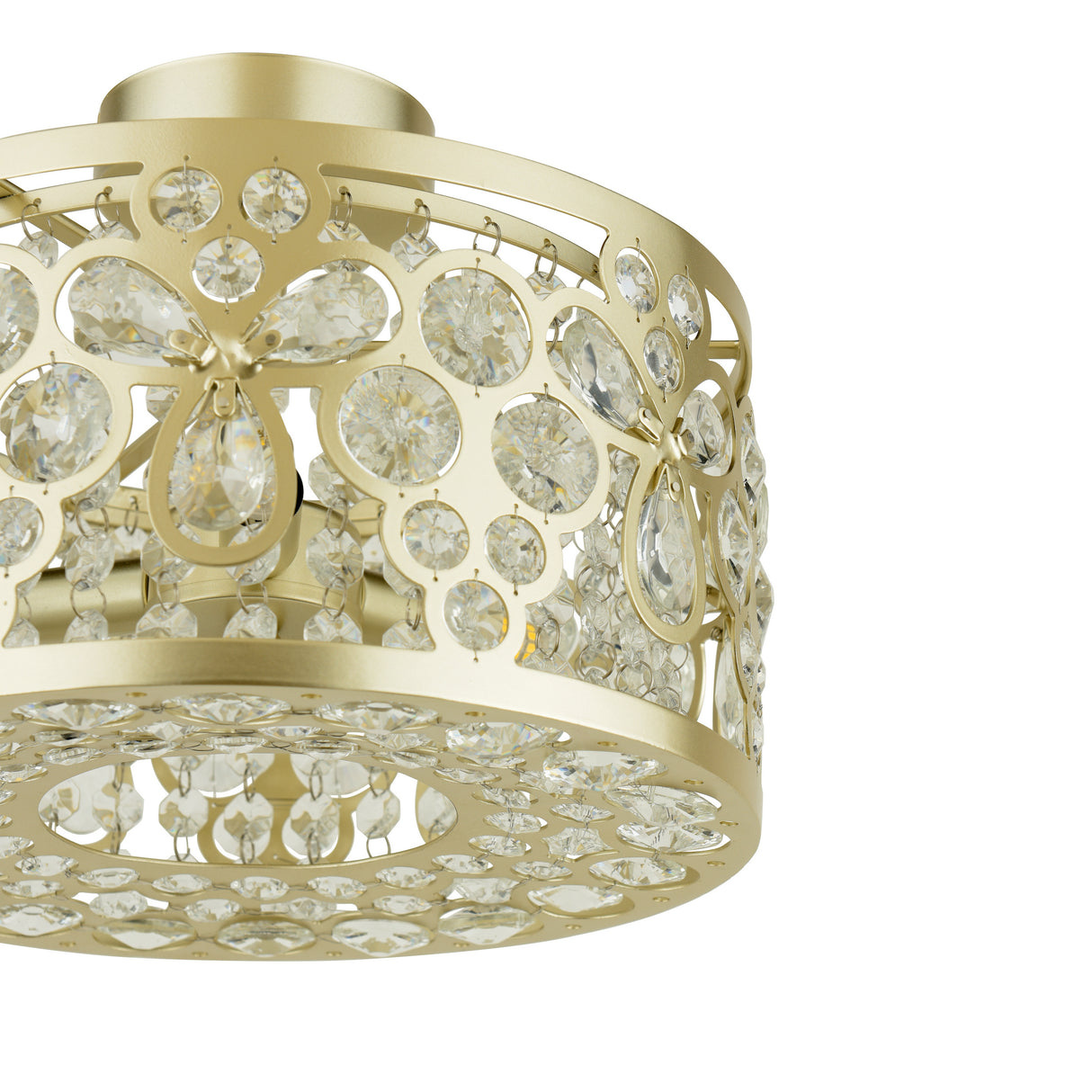 Laura Ashley Tilbrook 3 Light Flush Matt Champagne and Crystal