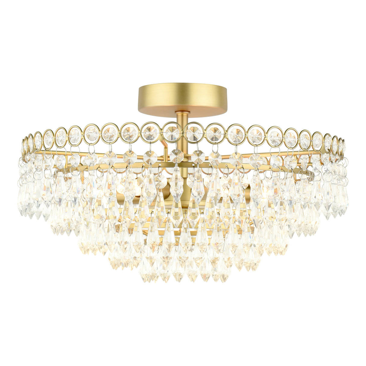 Laura Ashley Enid 5 Light Semi-Flush Faceted Glass and Matt Antique Brass