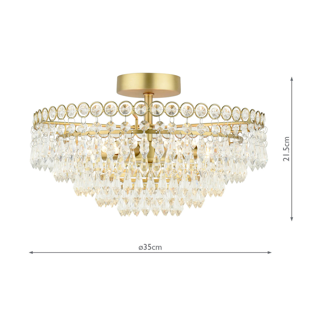 Laura Ashley Enid 5 Light Semi-Flush Faceted Glass and Matt Antique Brass