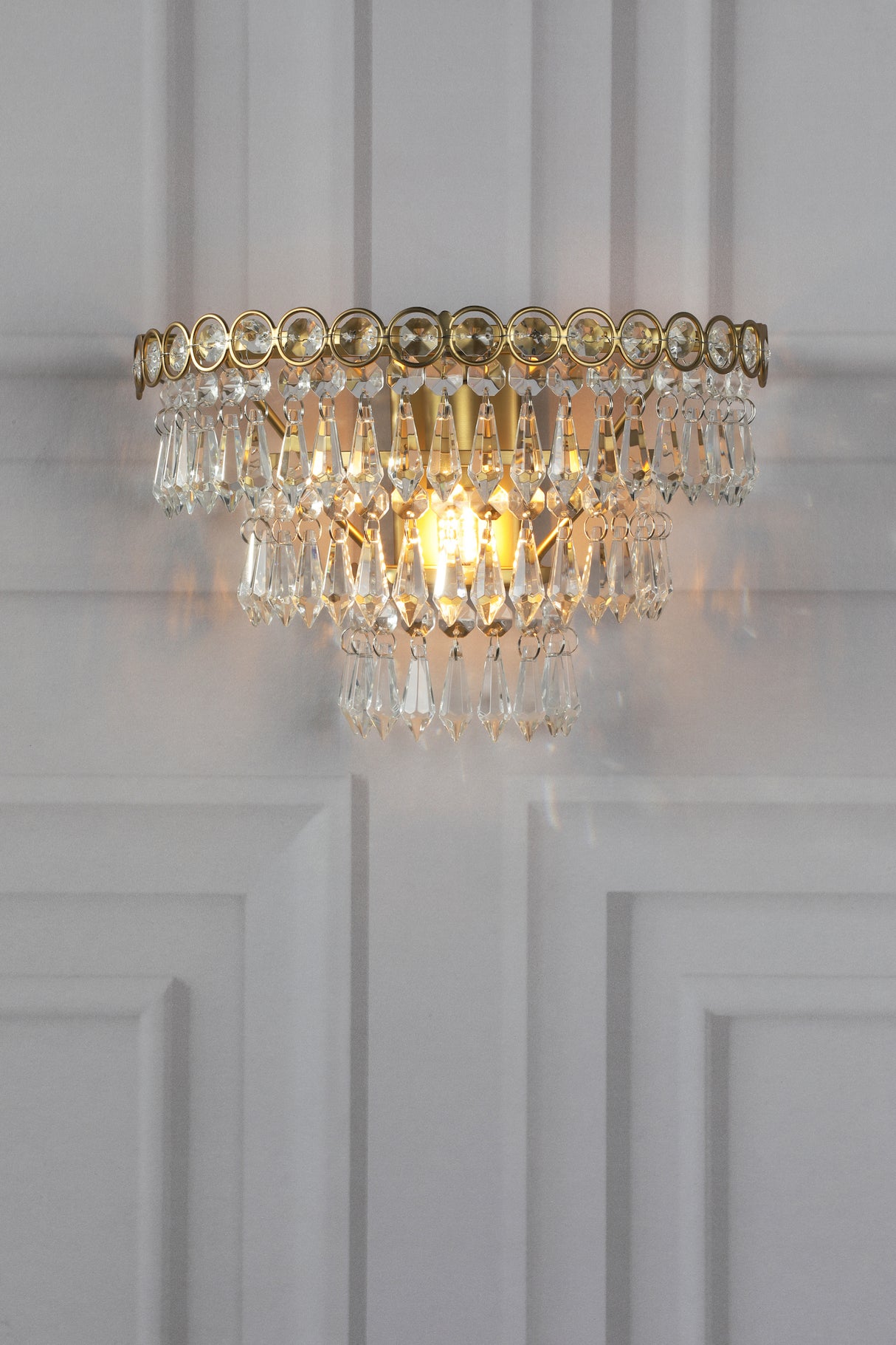 Laura Ashley Enid Wall Light Faceted Glass and Matt Antique Brass