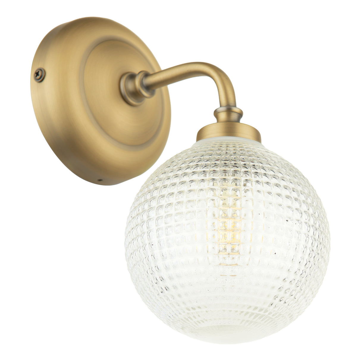 Laura Ashley Langdon Bathroom Wall Light Matt Antique Brass and Textured Glass IP44