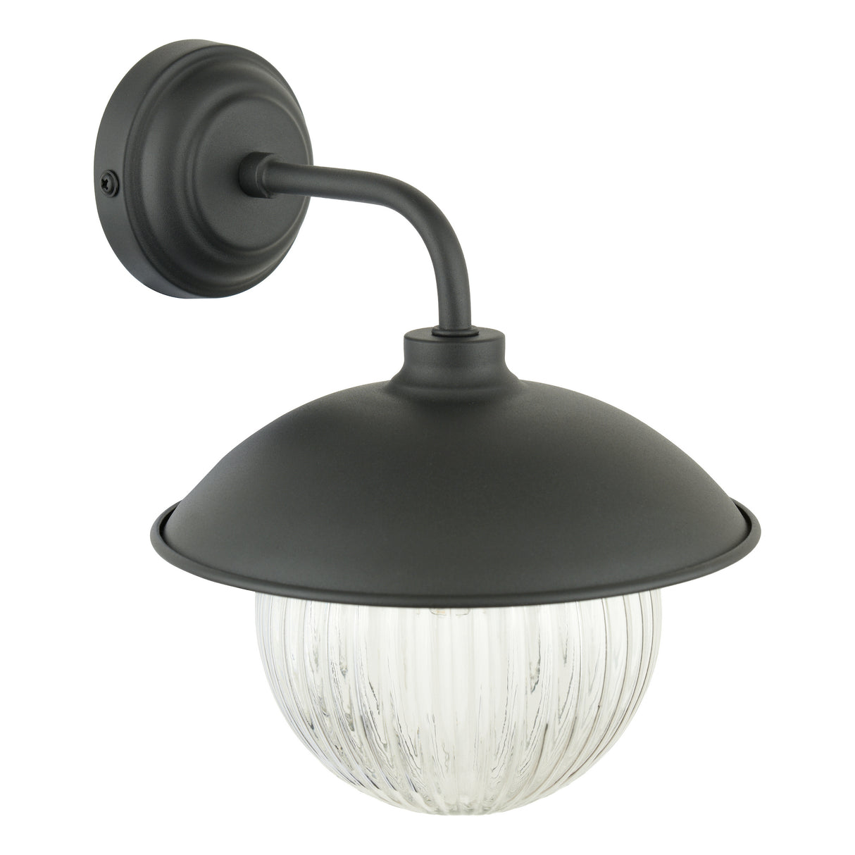 Laura Ashley Hatton Outdoor Wall Light Matt Black and Ribbed Glass IP44