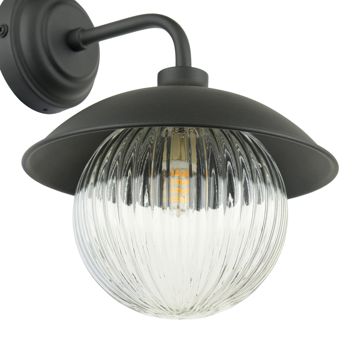 Laura Ashley Hatton Outdoor Wall Light Matt Black and Ribbed Glass IP44