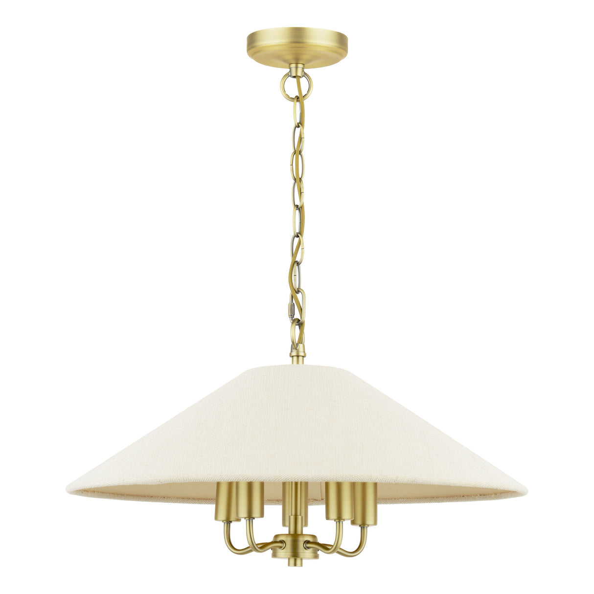 Laura Ashley Harland 5 Light Pendant Matt Antique Brass With Shade