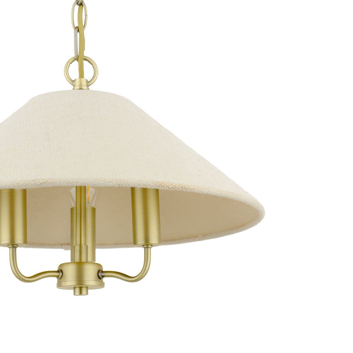 Laura Ashley Harland 3 Light Pendant Matt Antique Brass With Shade
