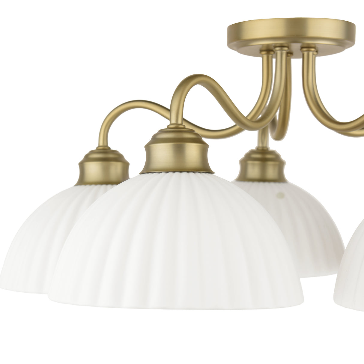 Laura Ashley Durford 5 Light Semi-Flush Matt Antique Brass and White Ceramic