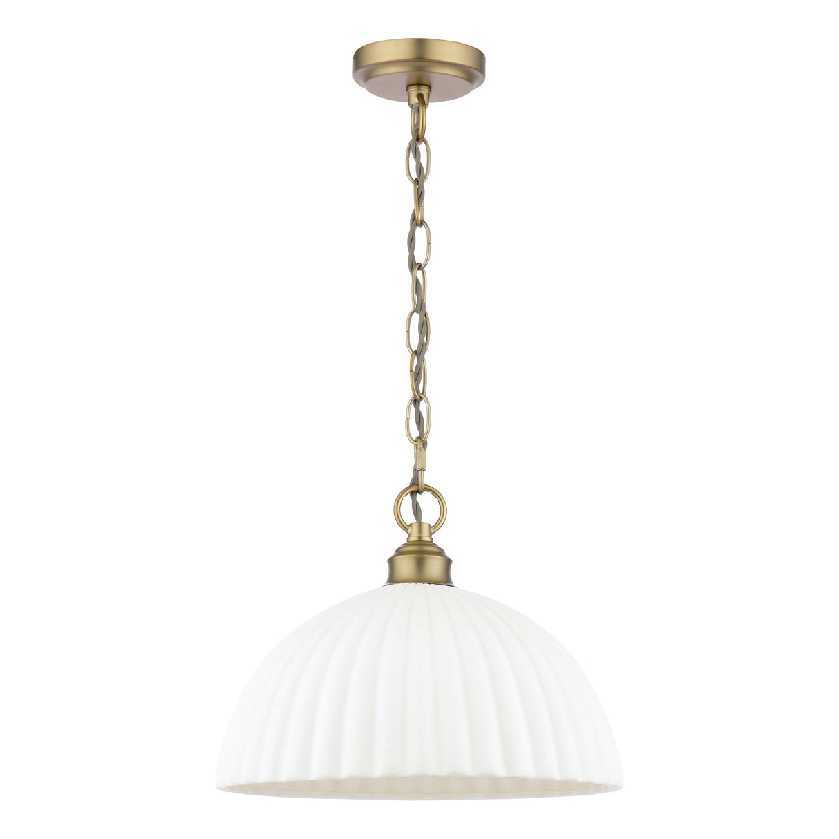 Laura Ashley Durford Large Pendant Matt Antique Brass and White