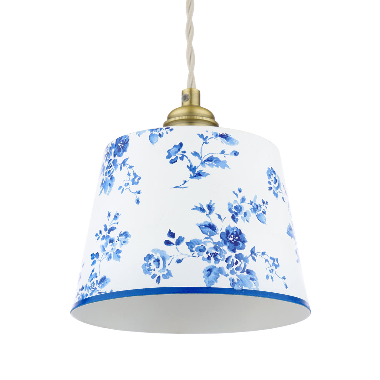Laura Ashley China Rose Pendant Matt Blue and Matt Antique Brass