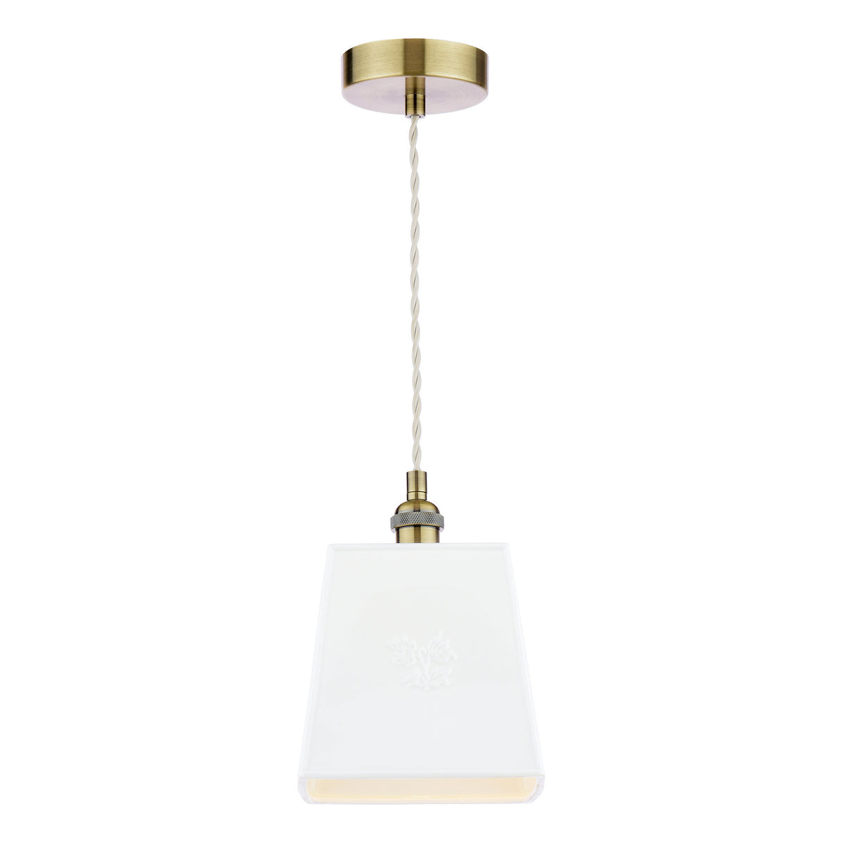 Laura Ashley Porcelain Square Pendant Cream and Antique Brass