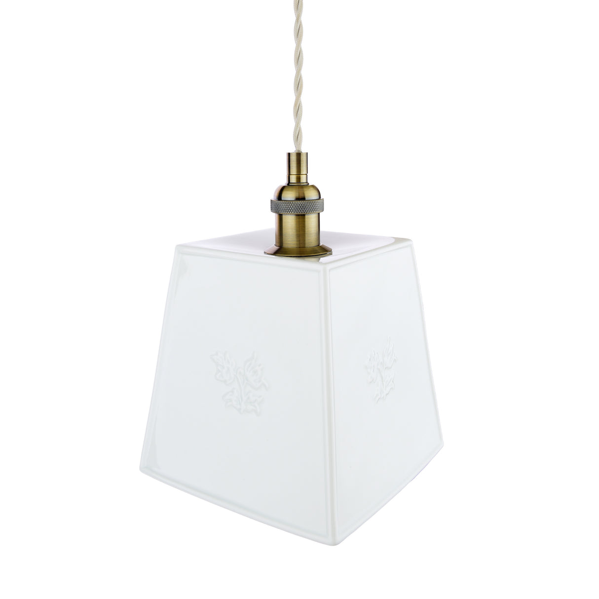 Laura Ashley Porcelain Square Pendant Cream and Antique Brass