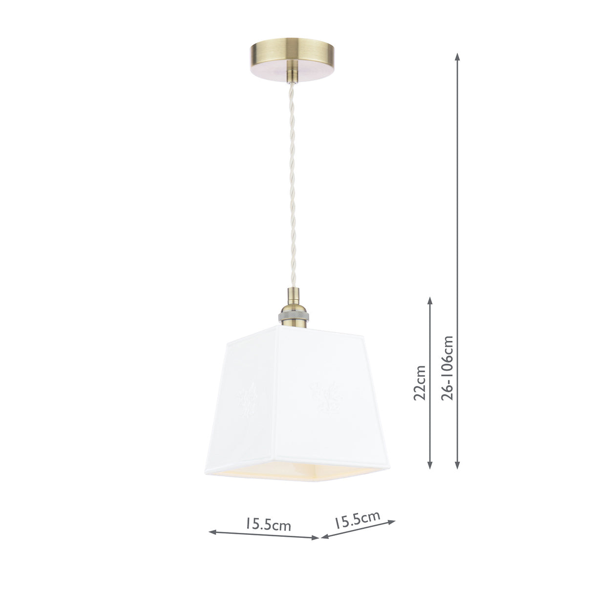 Laura Ashley Porcelain Square Pendant Cream and Antique Brass