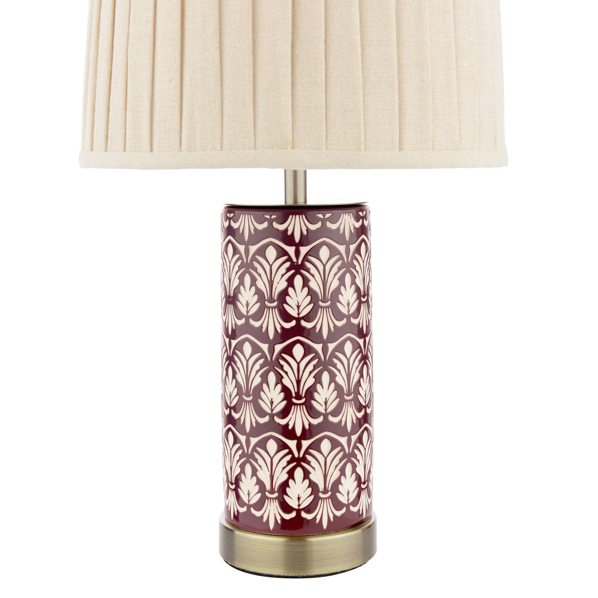 Laura Ashley Medlock Table Lamp Purple Ceramic and Antique Brass With Shade