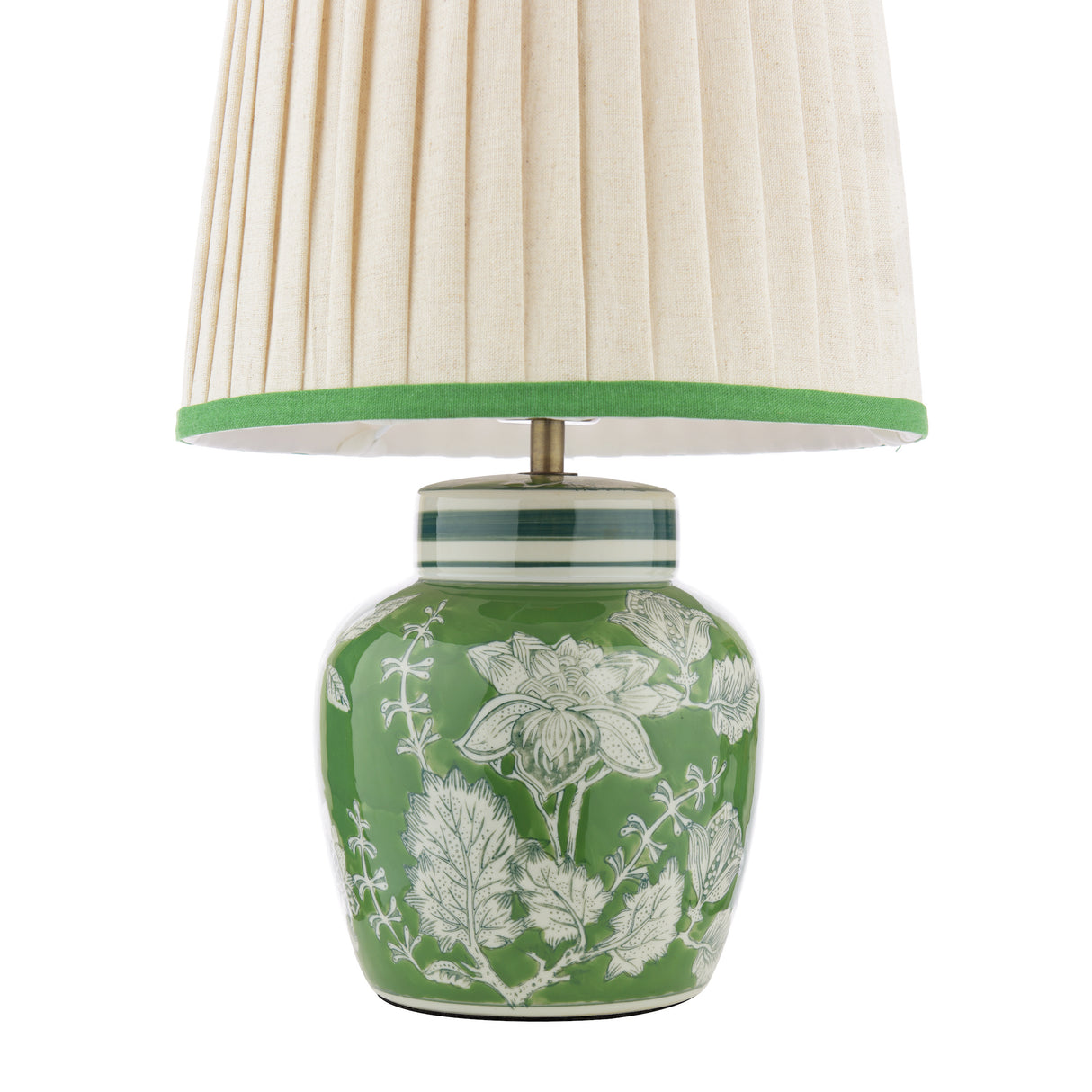 Laura Ashley Colwich Table Lamp Green Ceramic and Antique Brass With Shade