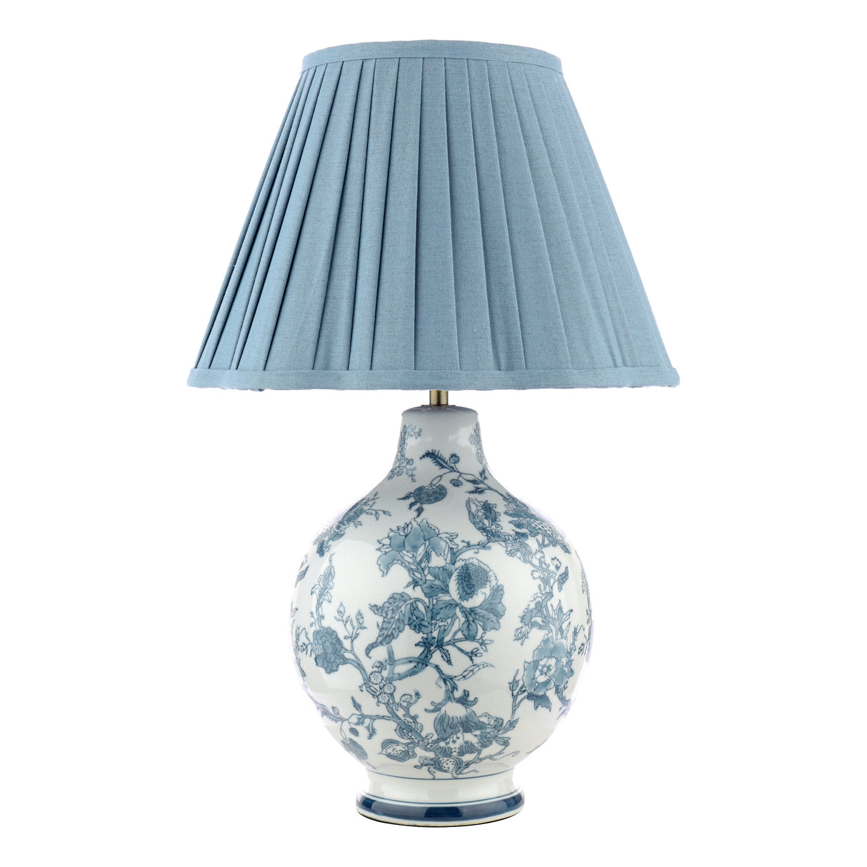Laura Ashley Maltby Table Lamp Blue Ceramic and Antique Brass With Shade
