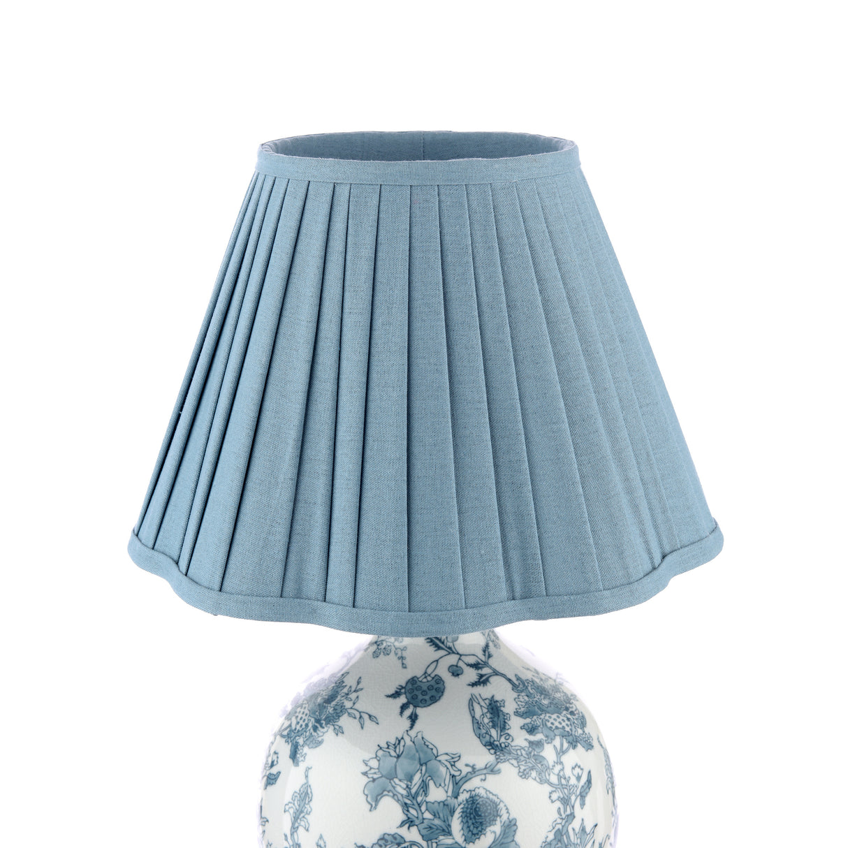 Laura Ashley Maltby Table Lamp Blue Ceramic and Antique Brass With Shade