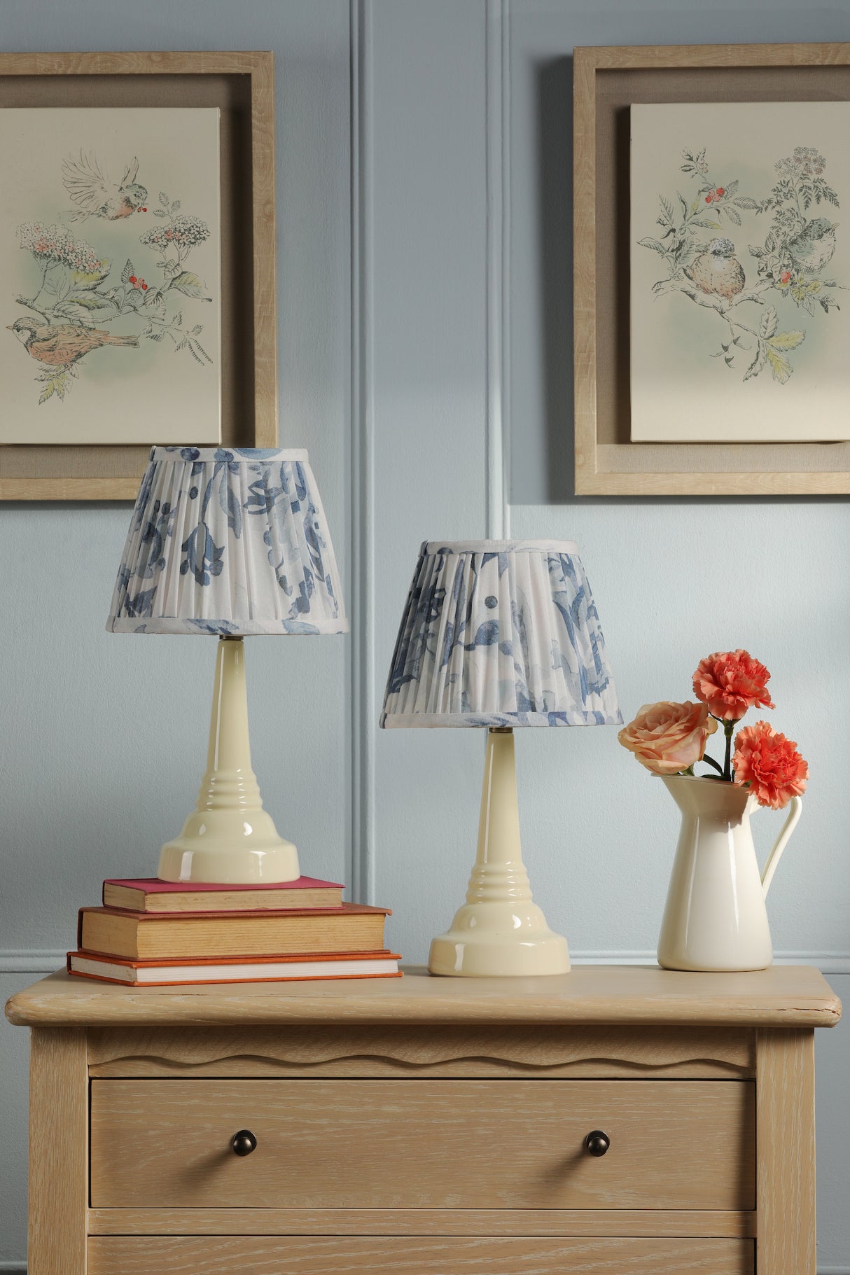 Laura Ashley Adwick Twin Pack Table Lamp Cream Ceramic With Shade