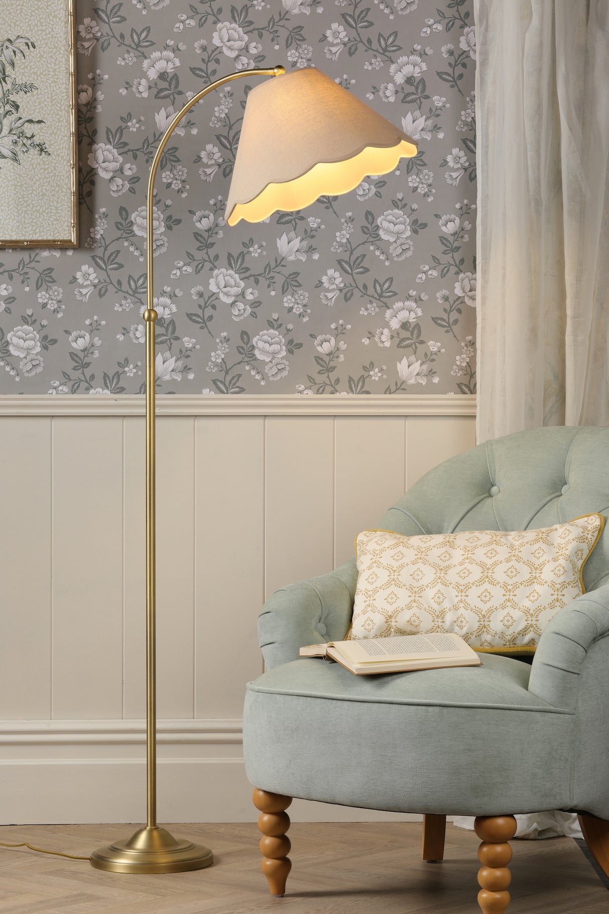 Laura Ashley Cordwell Floor Lamp Matt Antique Brass With Shade