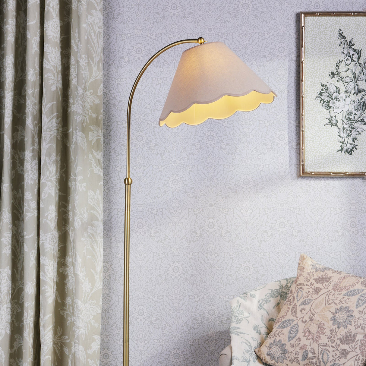 Laura Ashley Cordwell Floor Lamp Matt Antique Brass With Shade