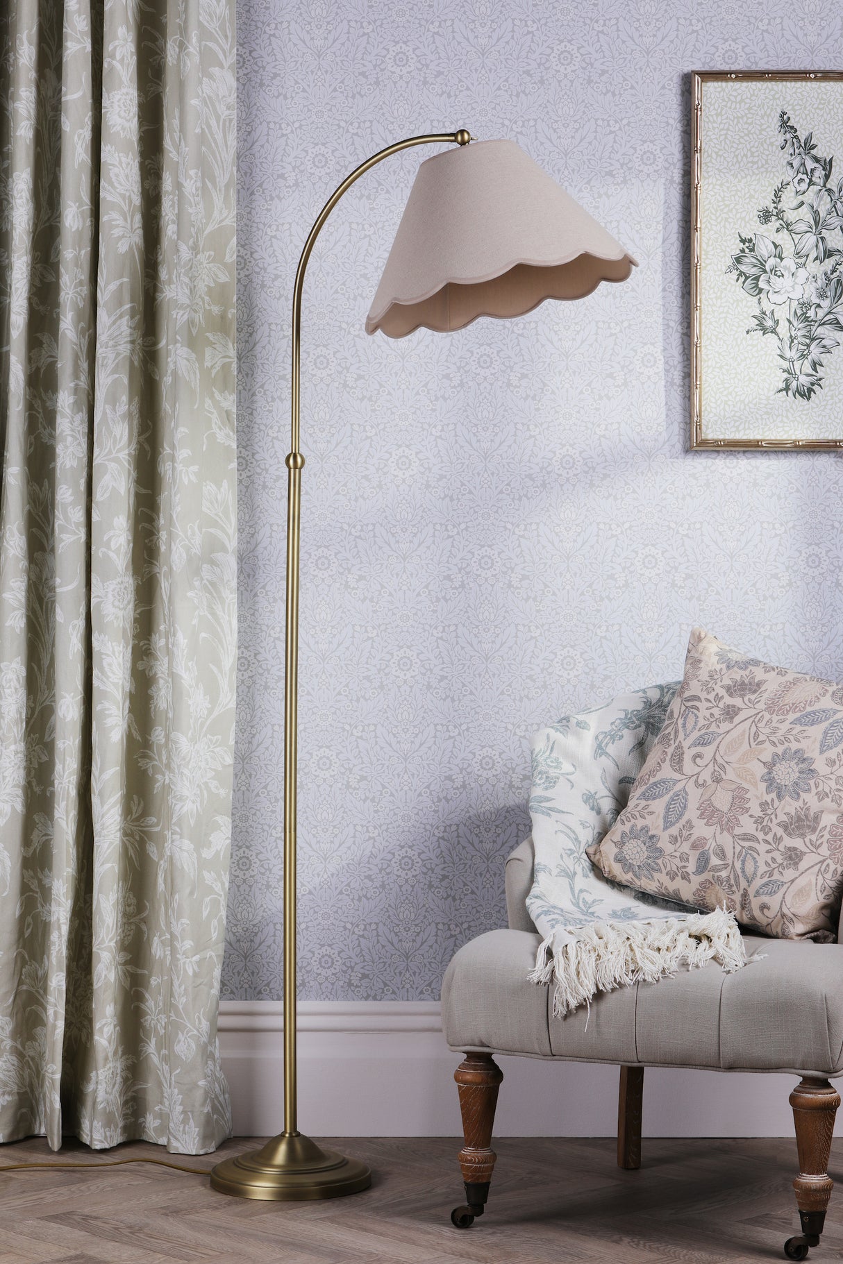 Laura Ashley Cordwell Floor Lamp Matt Antique Brass With Shade