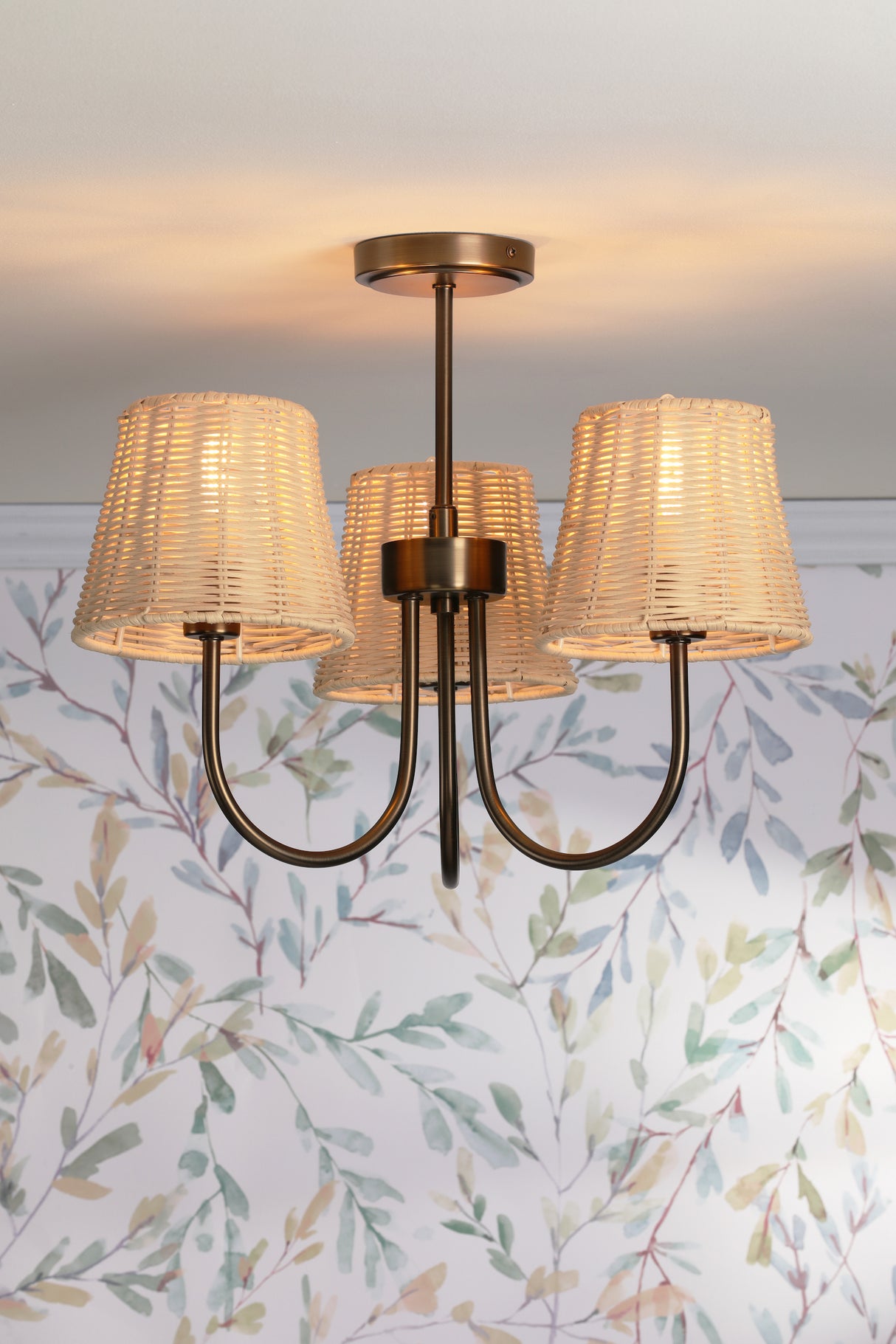 Laura Ashley Hasfield 3 Light Semi-Flush Satin Bronze With Shade