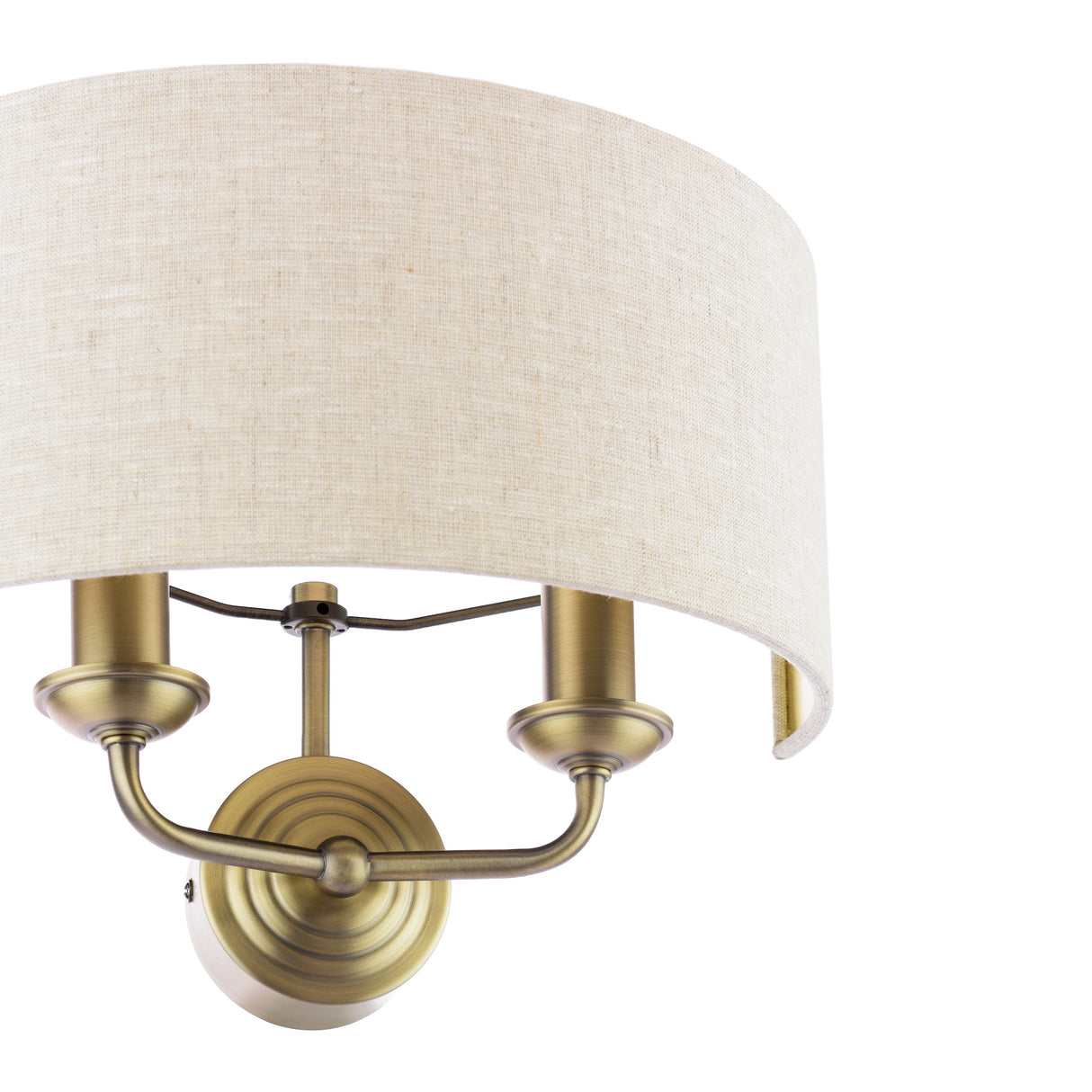 Laura Ashley Sorrento 2 Light Wall Light Matt Antique Brass With Natural Shade