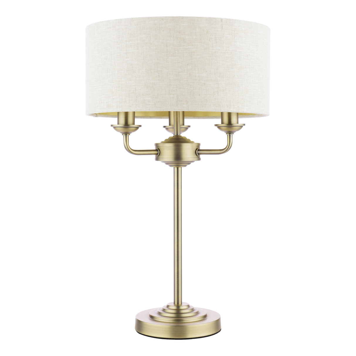 Laura Ashley Sorrento 3 Light Table Lamp Matt Antique Brass With Natural Shade