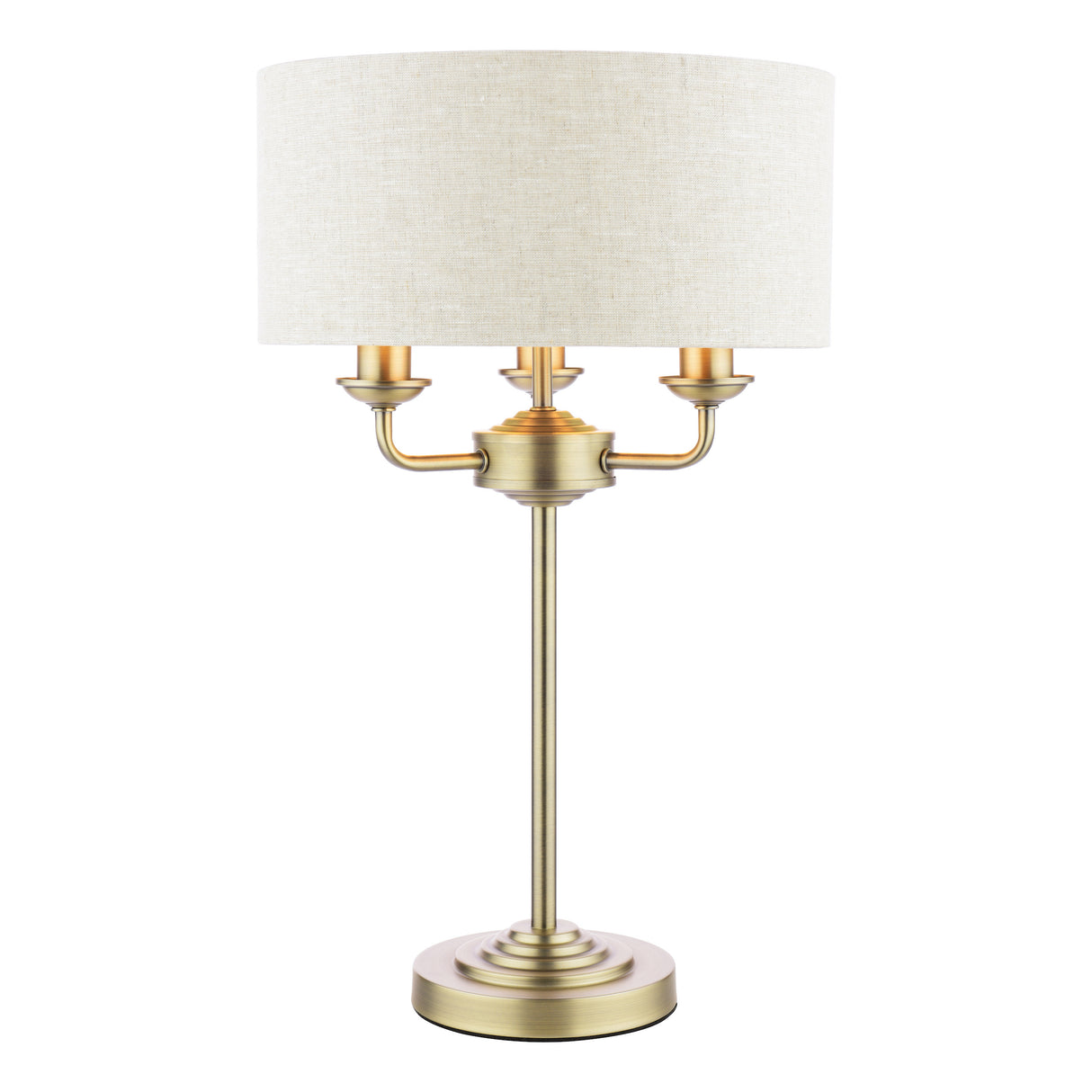 Laura Ashley Sorrento 3 Light Table Lamp Matt Antique Brass With Natural Shade
