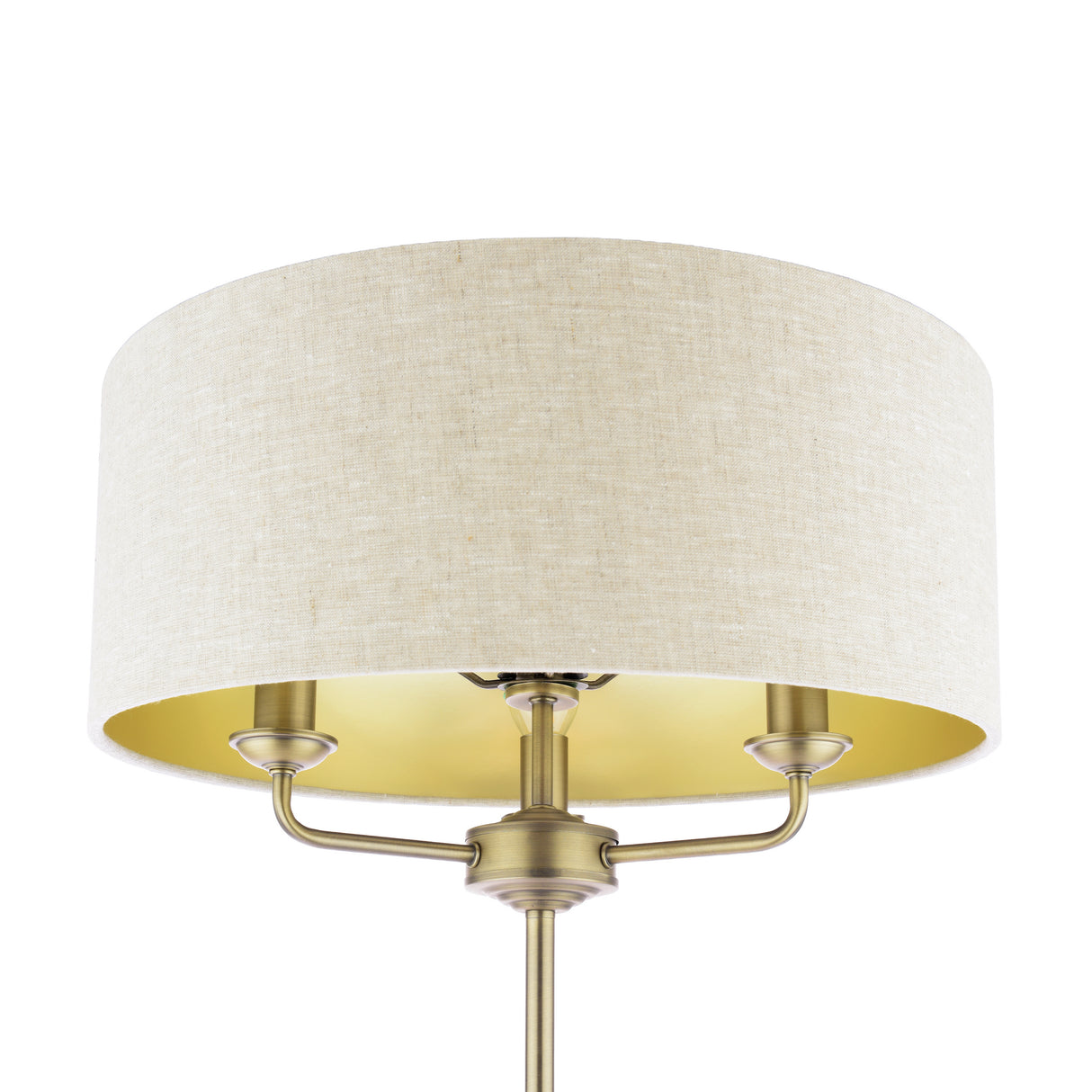 Laura Ashley Sorrento 3 Light Floor Lamp Matt Antique Brass With Natural Shade