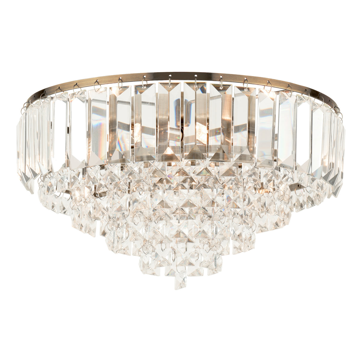 Laura Ashley Vienna 3 Light Flush Crystal and Antique Brass