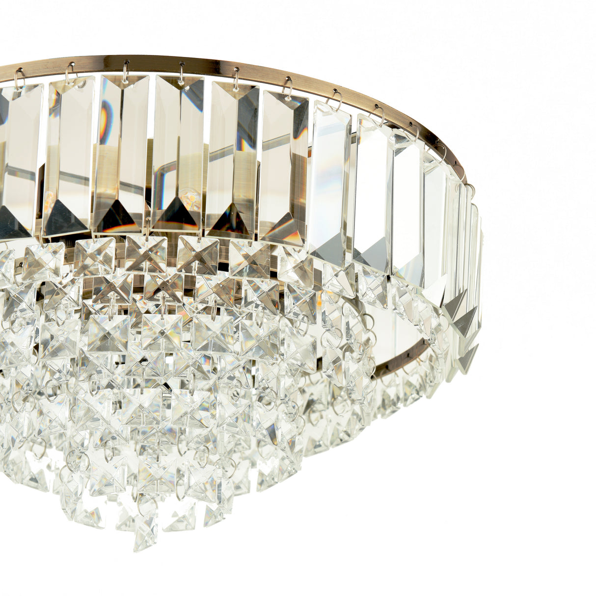 Laura Ashley Vienna 3 Light Flush Crystal and Antique Brass