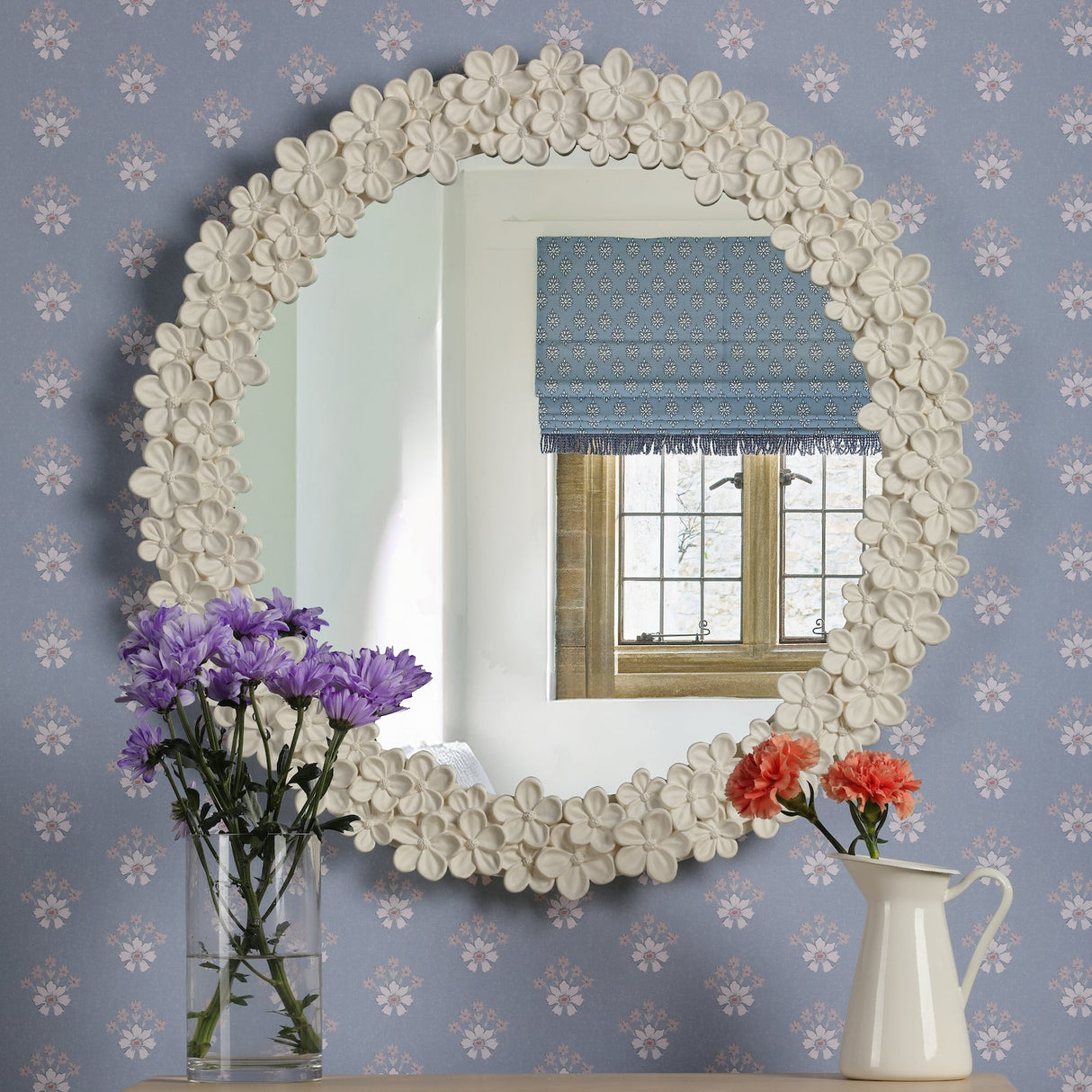 Laura Ashley Round Romsey Mirror Matt White 65cm