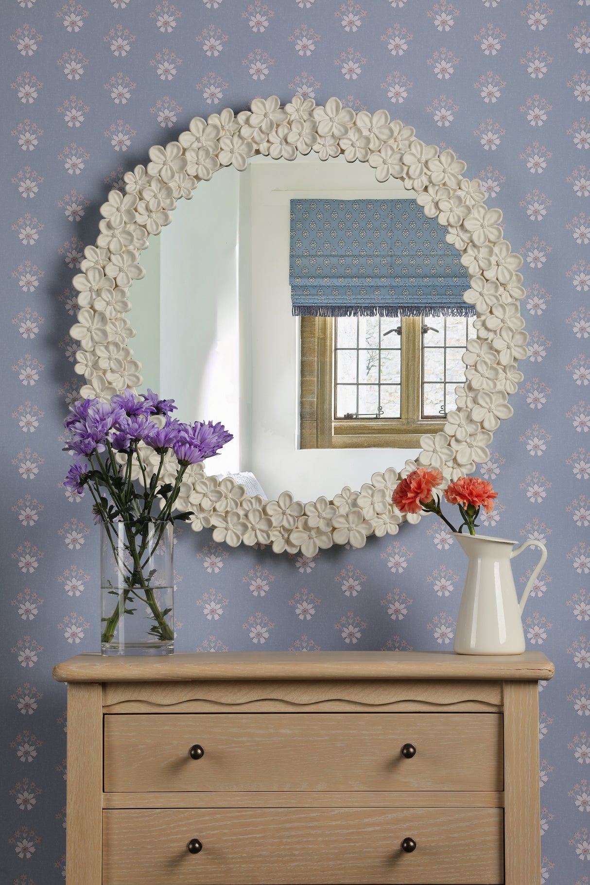 Laura Ashley Round Romsey Mirror Matt White 65cm