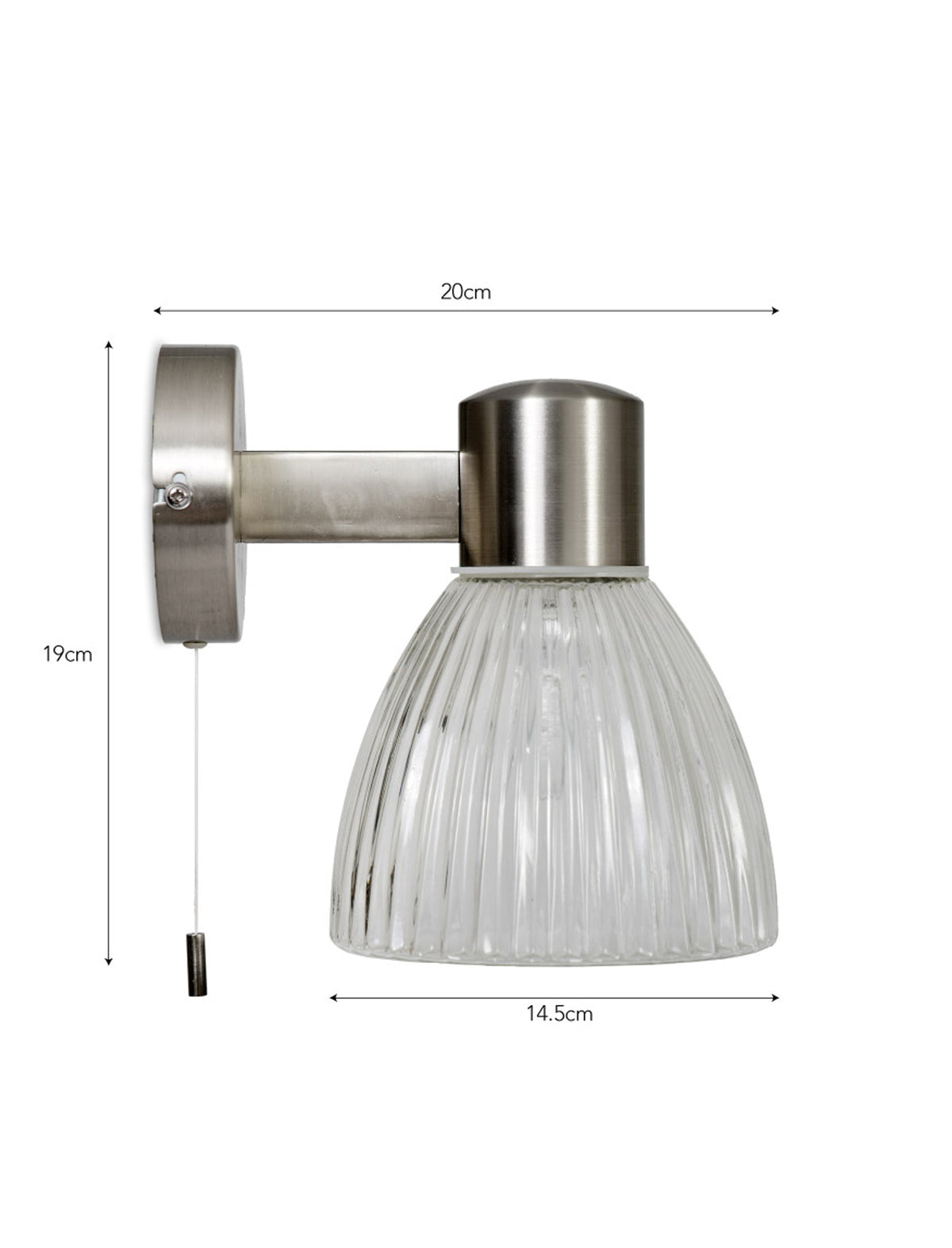 Garden Trading Campden Bathroom Wall Light Glass, Satin Nickel