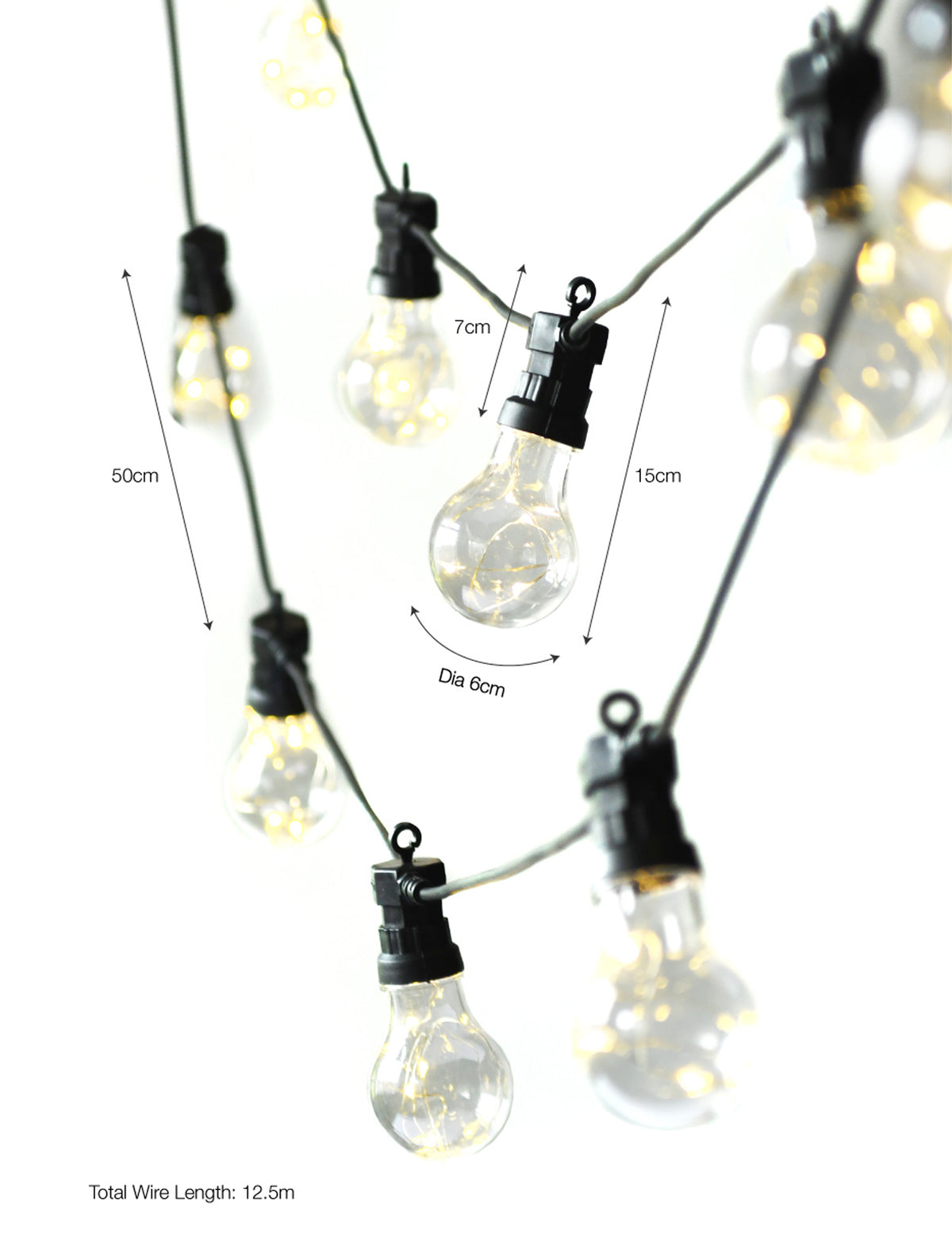 Garden Trading Festoon Lights Classic 20 Bulbs - Black