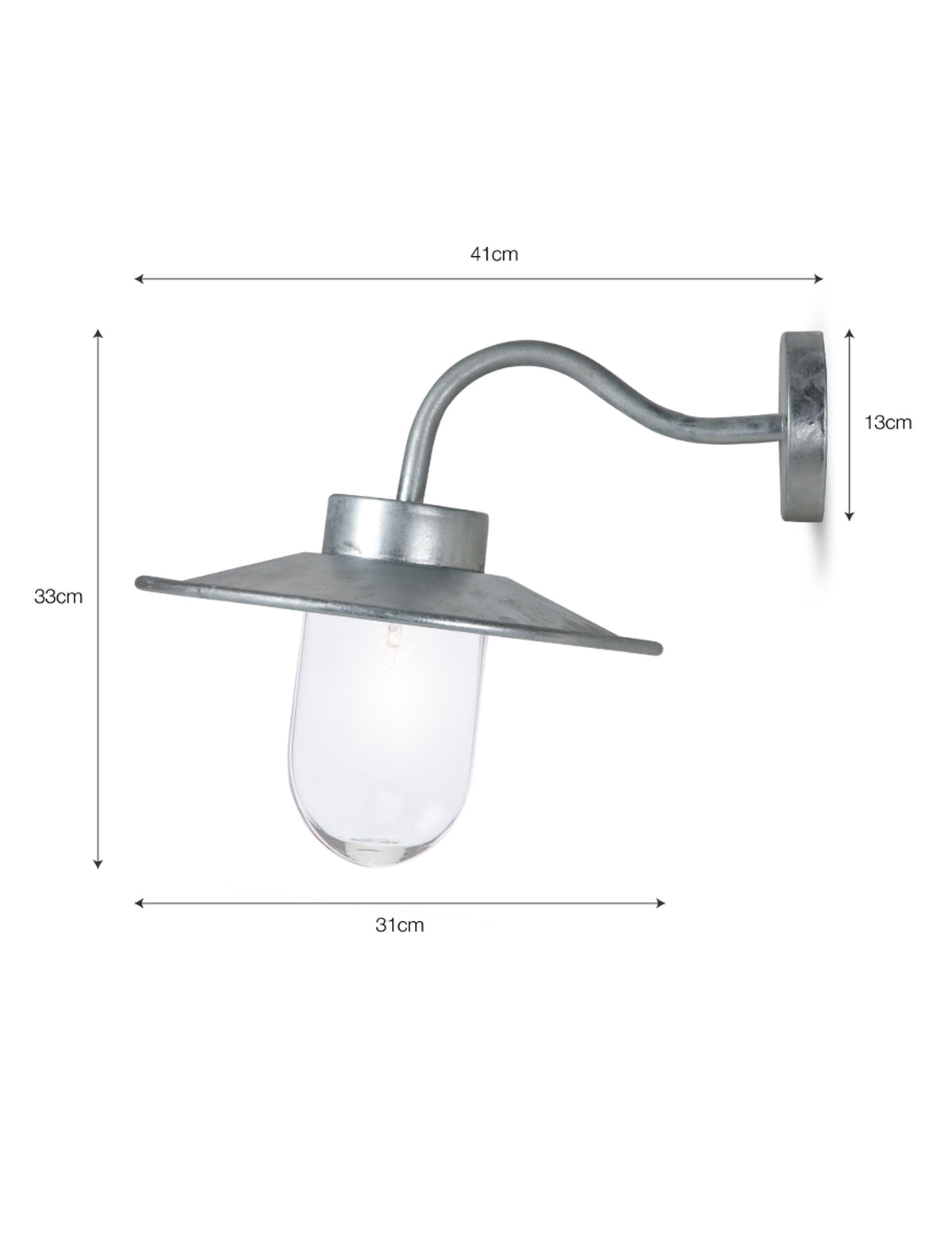Garden Trading St Ives Swan Neck Light - Galvanised Steel, Silver
