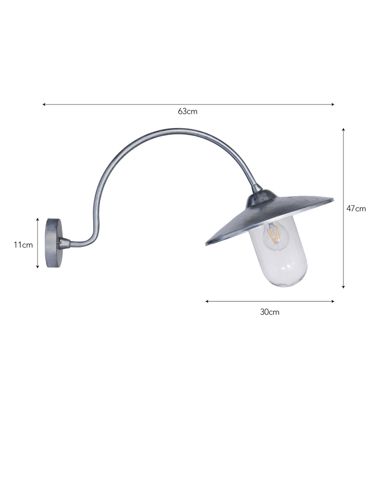 Garden Trading St Ives Arched Swan Neck - Galvanised Steel, Silver