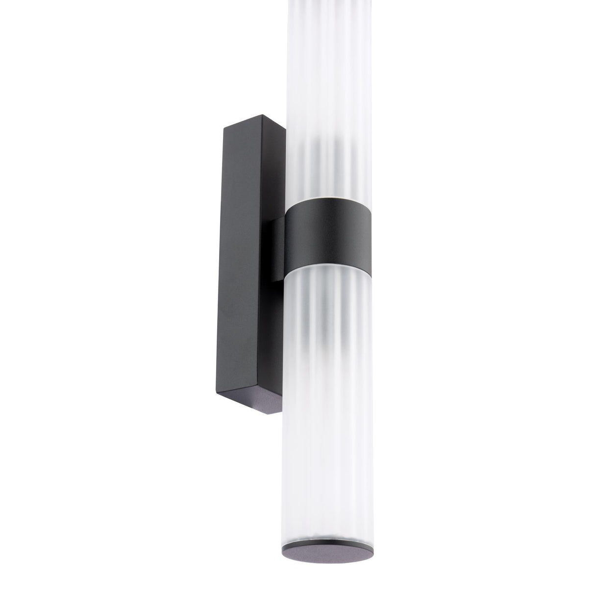 Dar Lars 2 Light Bathroom Wall Light Matt Black and White Frosted Acrylic IP44