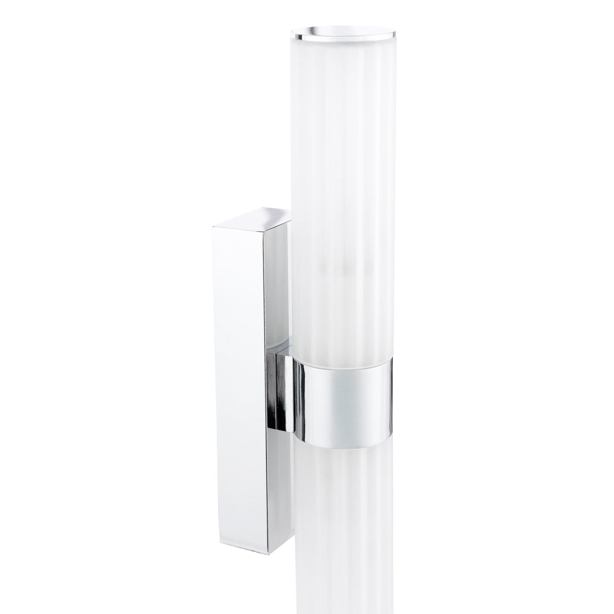 Dar Lars 2 Light Bathroom Wall Light Polished Chrome and White Frosted Acrylic IP44