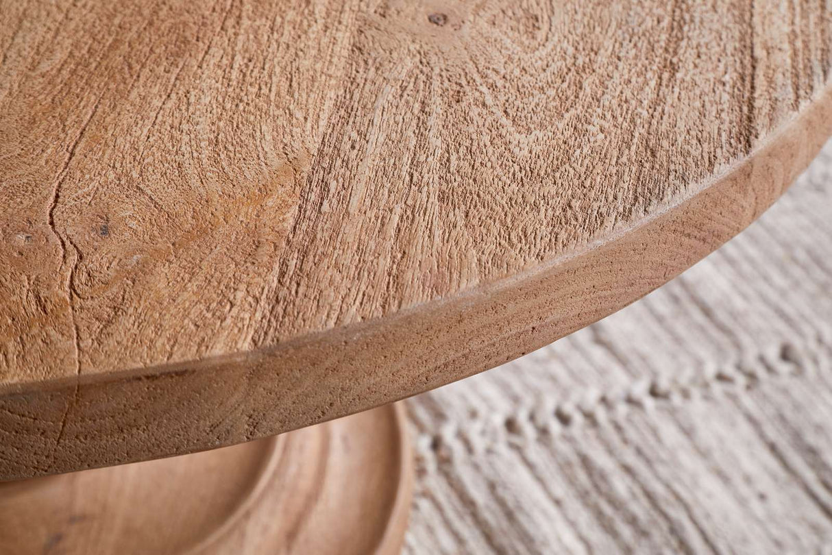 Nkuku Laya Round Carved Mango Wood Coffee Table Natural