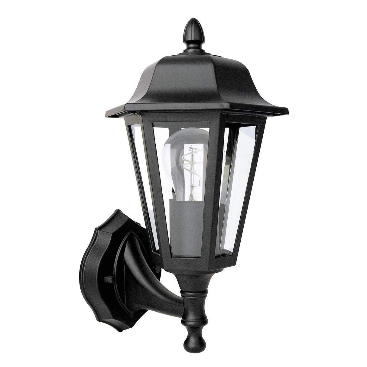 Dar Lewis Outdoor Wall Light Matt Black and Glass IP44