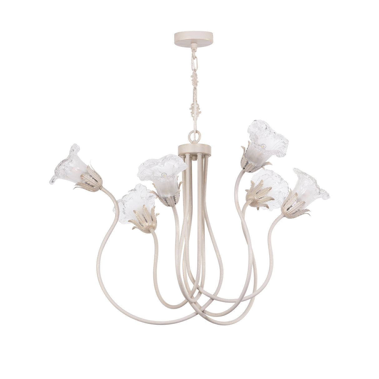 David Hunt Lily 6 Light Armed Pendant Glass and Matt Champagne