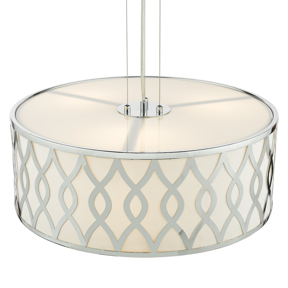 Dar Locryn 4 Light Pendant Polished Chrome and Ivory