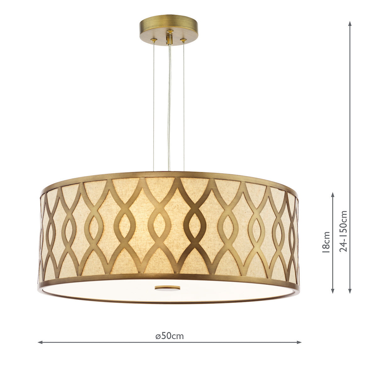 Dar Locryn 4 Light Pendant Brushed Bronze and Taupe