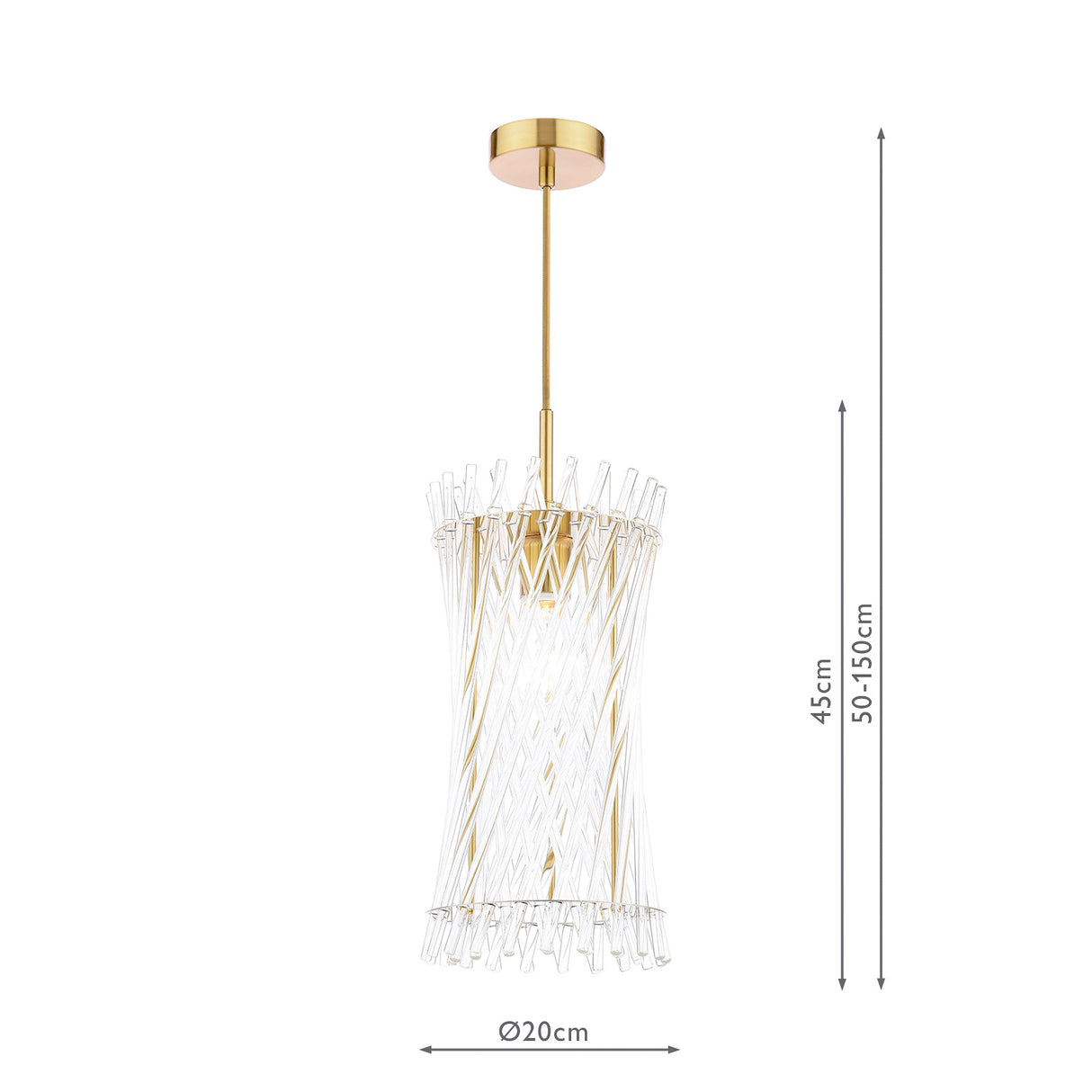 Dar Loire Pendant Natural Brass and Glass