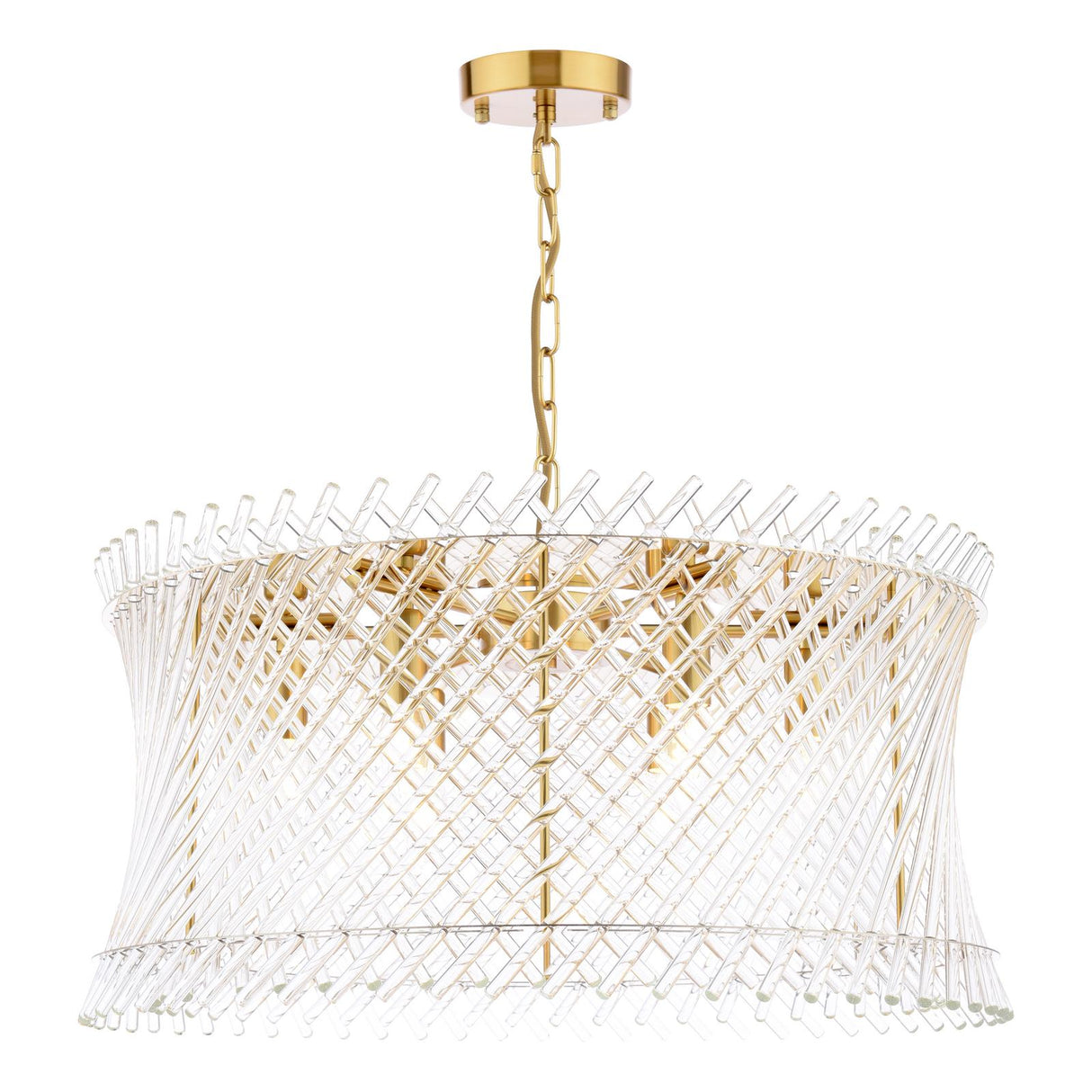 Dar Loire 6 Light Pendant Natural Brass and Glass