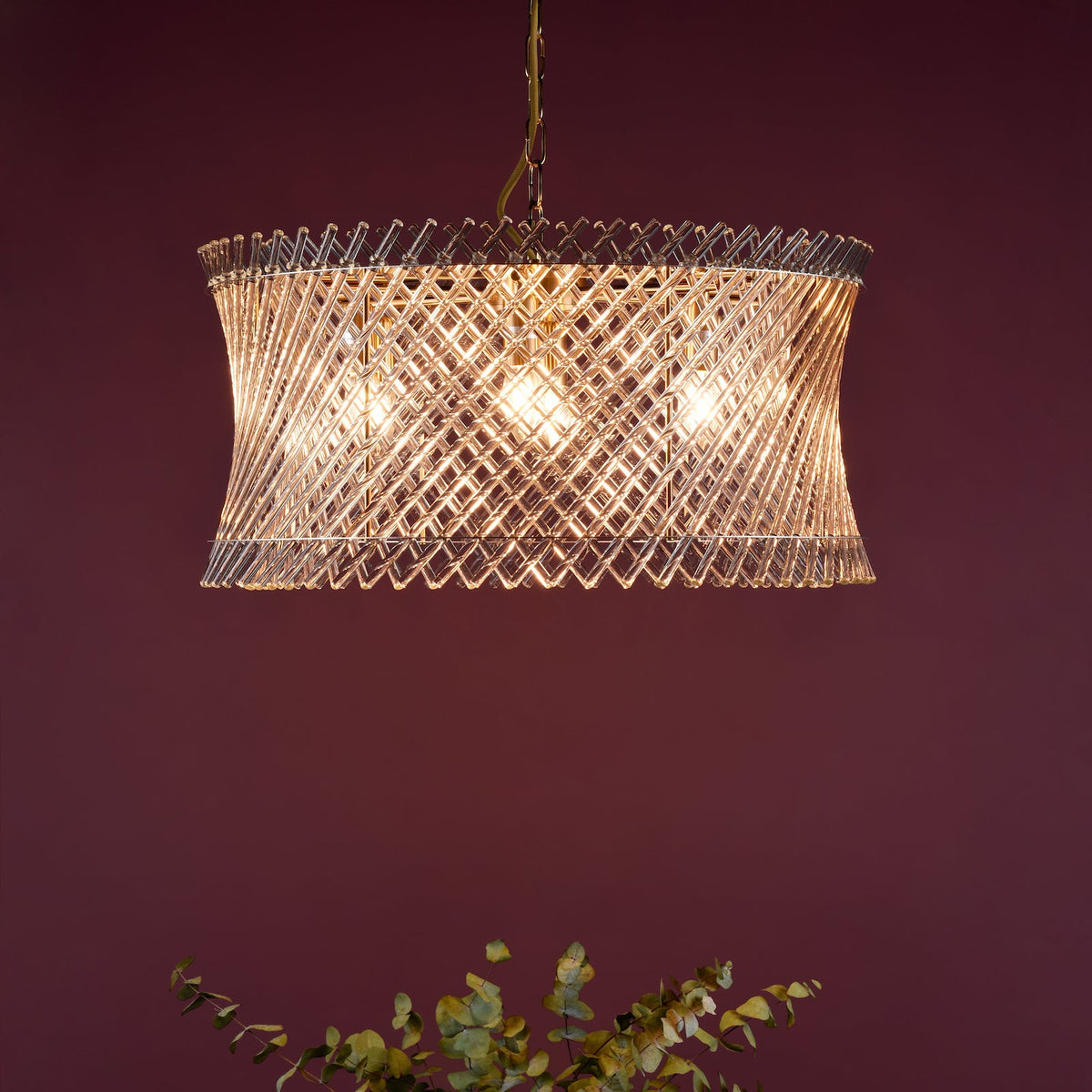 Dar Loire 6 Light Pendant Natural Brass and Glass