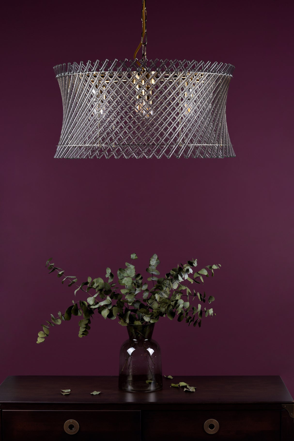 Dar Loire 6 Light Pendant Natural Brass and Glass