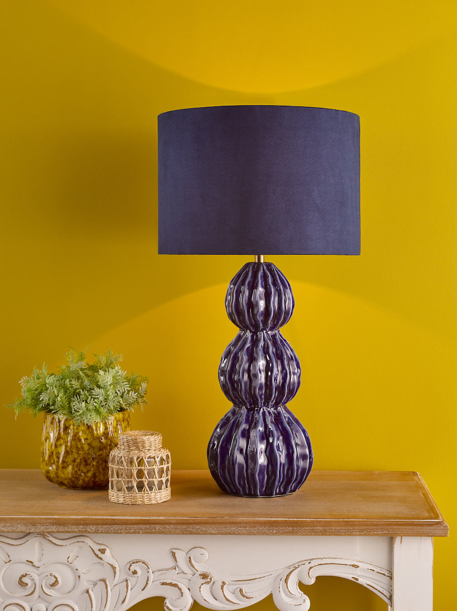 Dar Lorelai Ceramic Table Lamp Blue With Shade